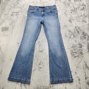 Vintage 90s Calvin Klein Jeans Womens 8 Blue Mid Rise Retro Flare Leg Stretch